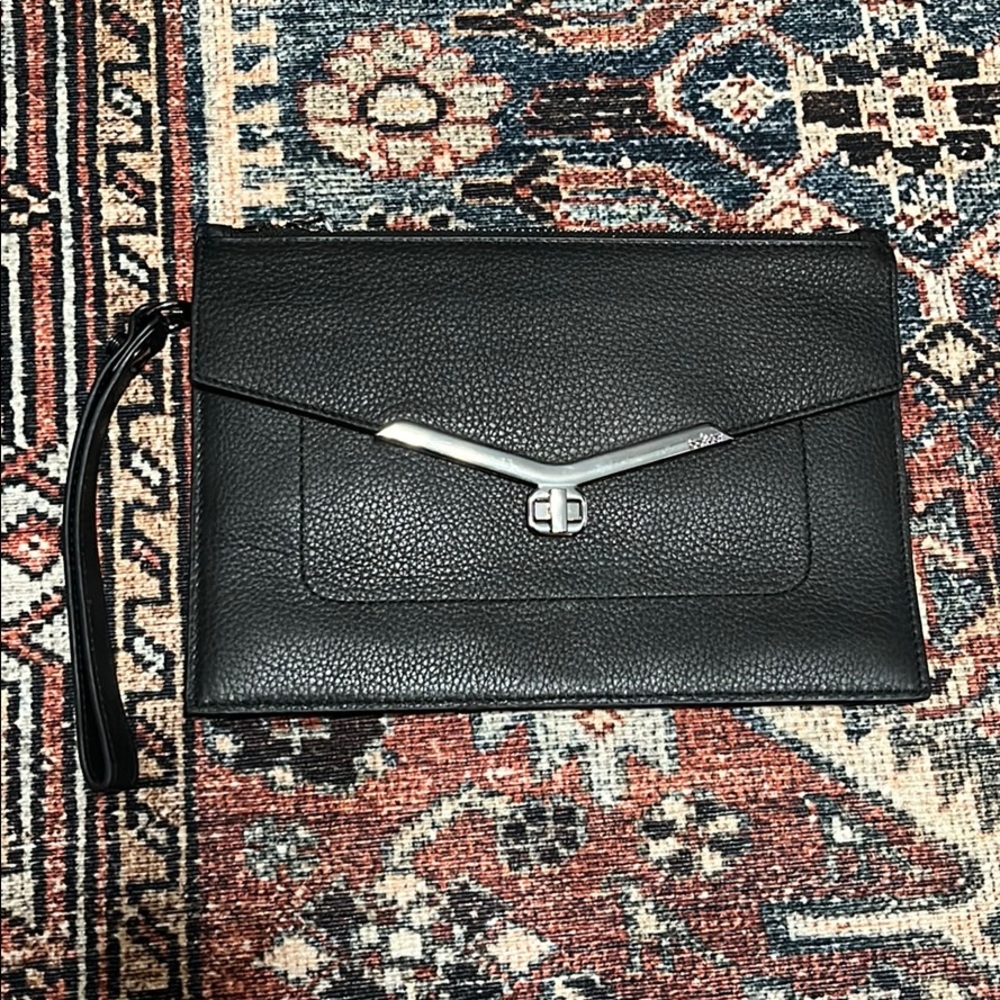 Botkier black leather wristlet